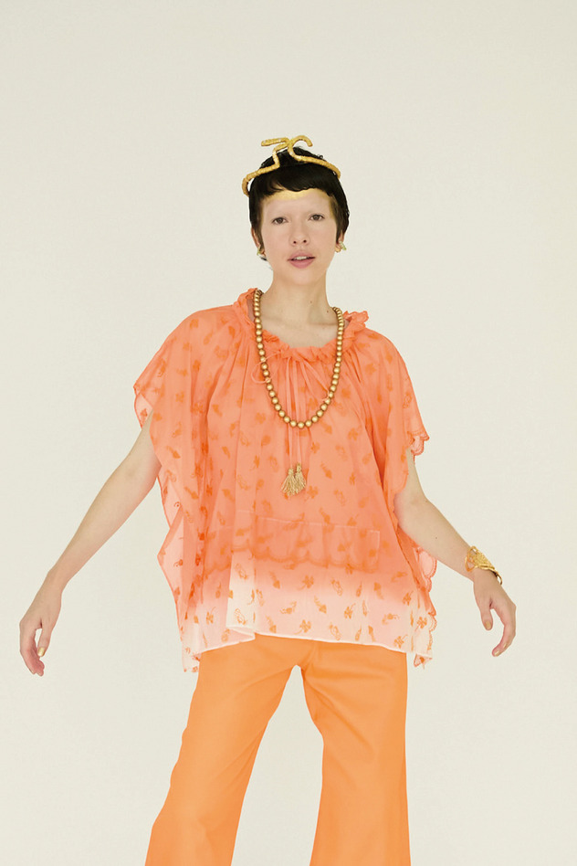 PETIT FROG EMBROIDERY DYED BLOUSE 詳細画像 purple 1