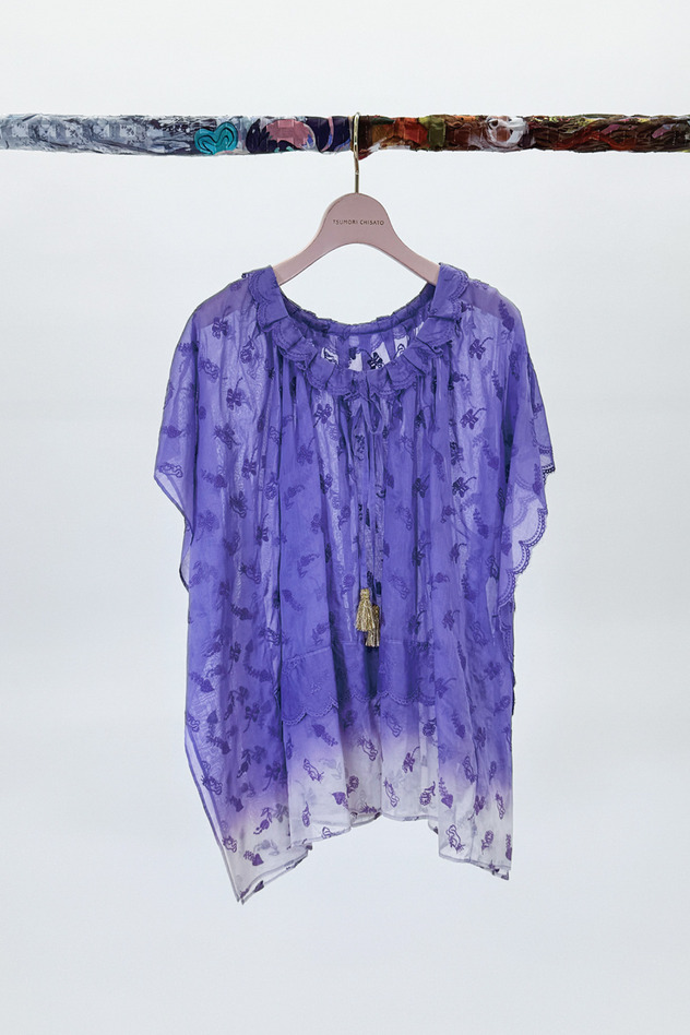 PETIT FROG EMBROIDERY DYED BLOUSE 詳細画像 purple 2