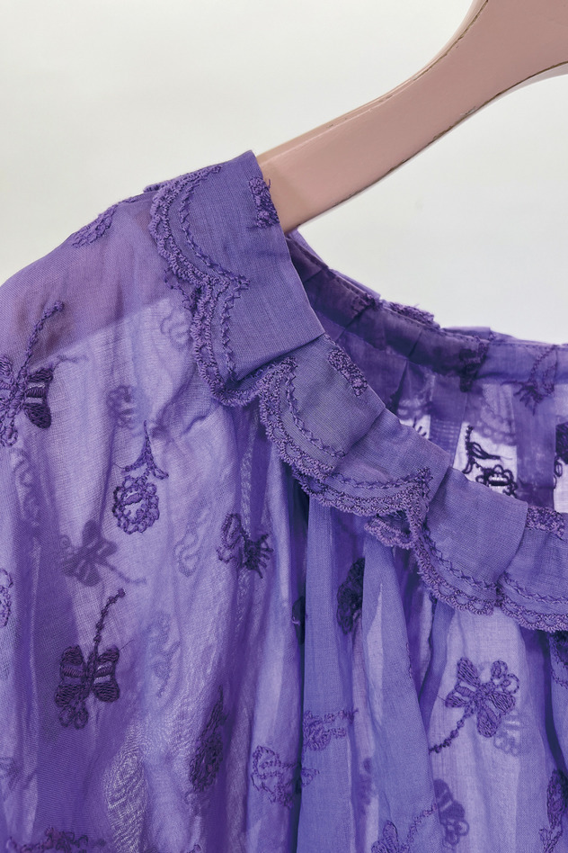 PETIT FROG EMBROIDERY DYED BLOUSE 詳細画像 purple 4