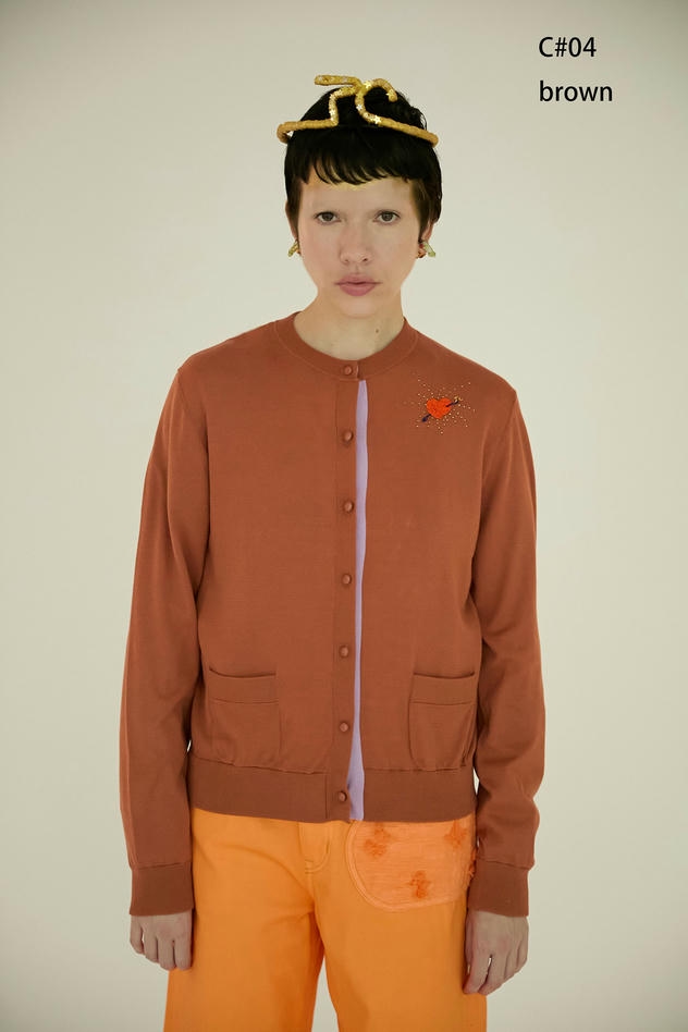 SILK COTTON KNIT CARDIGAN 詳細画像 brown 1