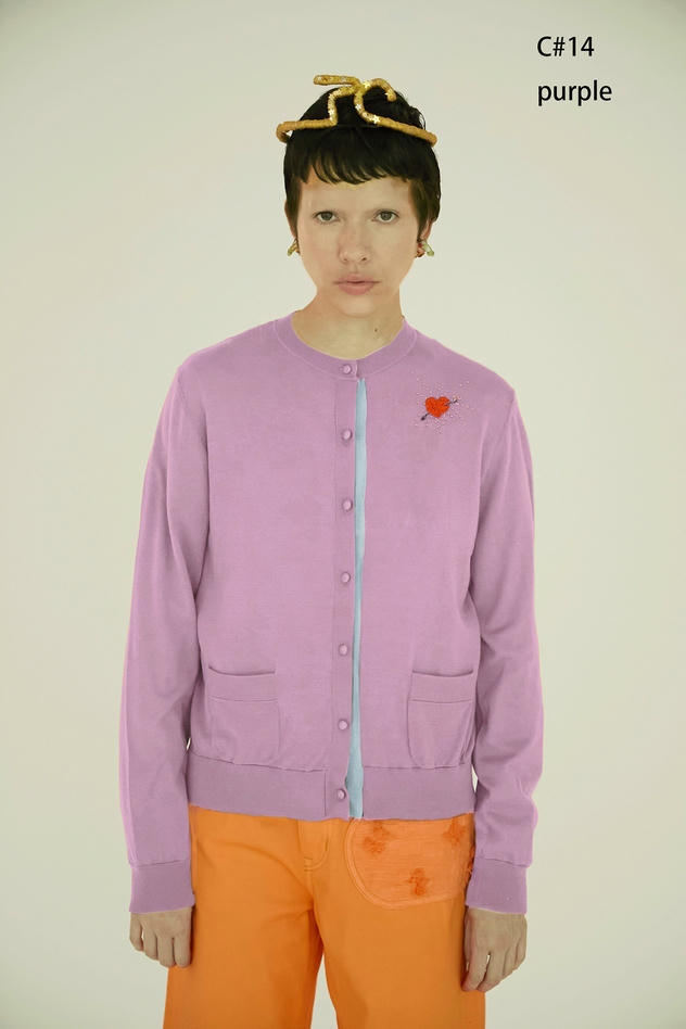 SILK COTTON KNIT CARDIGAN 詳細画像 lavender 1