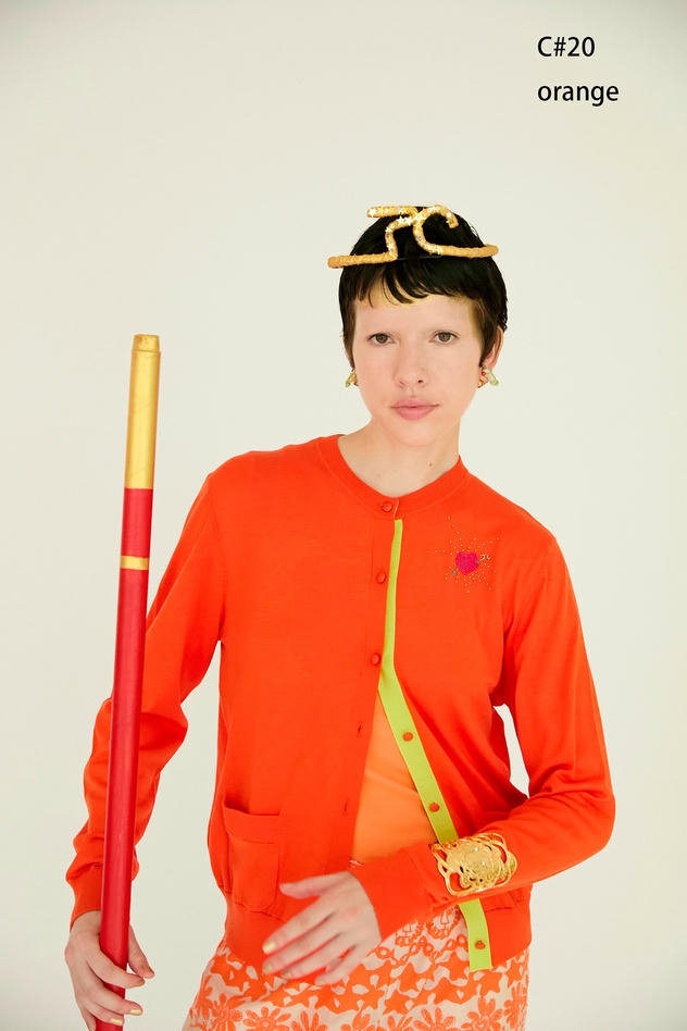 SILK COTTON KNIT CARDIGAN 詳細画像 orange 1