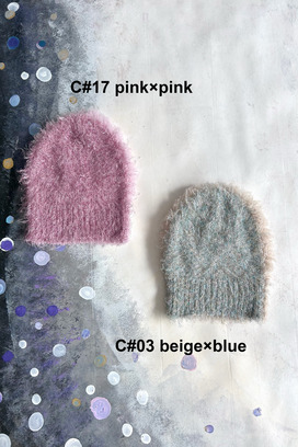 81.Cashmere Fur&times; Lame Fur Knit Cap 詳細画像