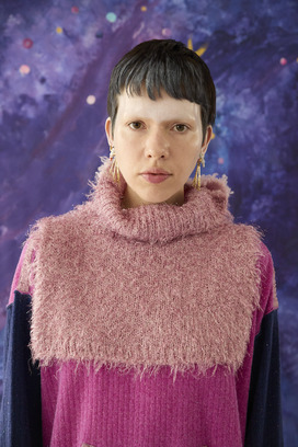 80.Cashmere Fur&times; Lame Fur Knit Turtle 詳細画像