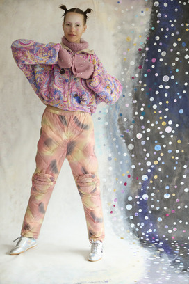 80.Cashmere Fur&times; Lame Fur Knit Turtle 詳細画像