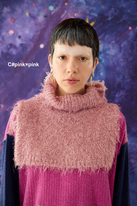 80.Cashmere Fur&times; Lame Fur Knit Turtle 詳細画像