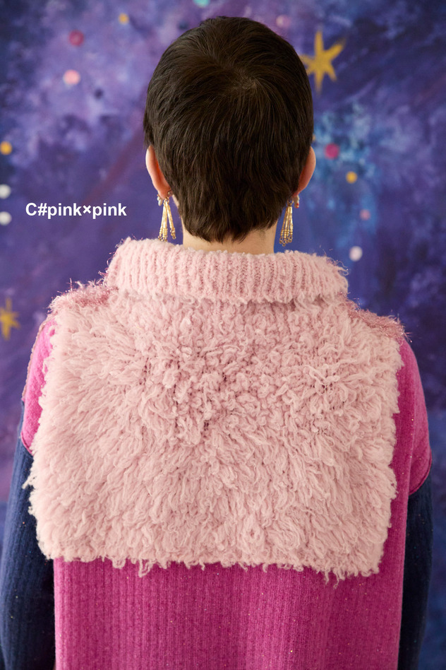 80.Cashmere Fur&times; Lame Fur Knit Turtle 詳細画像 beige&times;blue 2