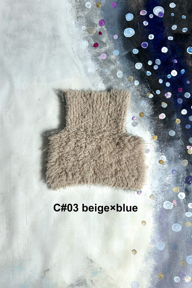 80.Cashmere Fur&times; Lame Fur Knit Turtle 詳細画像 beige&times;blue 4