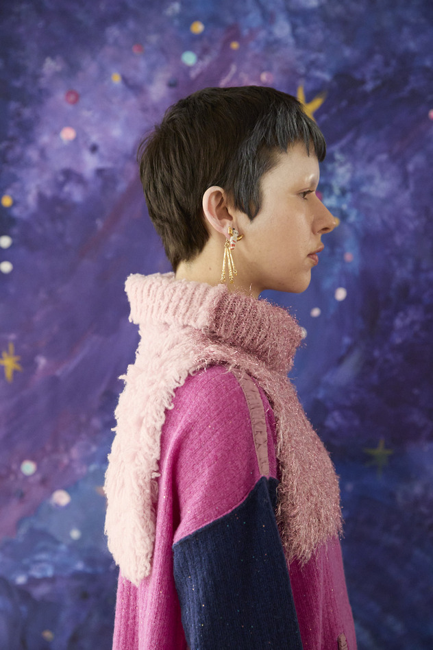 80.Cashmere Fur&times; Lame Fur Knit Turtle 詳細画像 beige&times;blue 7