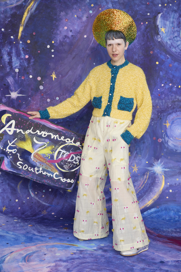 53.Cosmic cat ＆ swan JQ Pants 詳細画像 cream 2