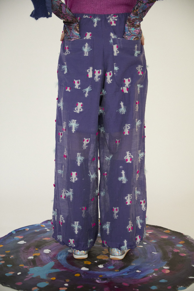 53.Cosmic cat ＆ swan JQ Pants 詳細画像 cream 7