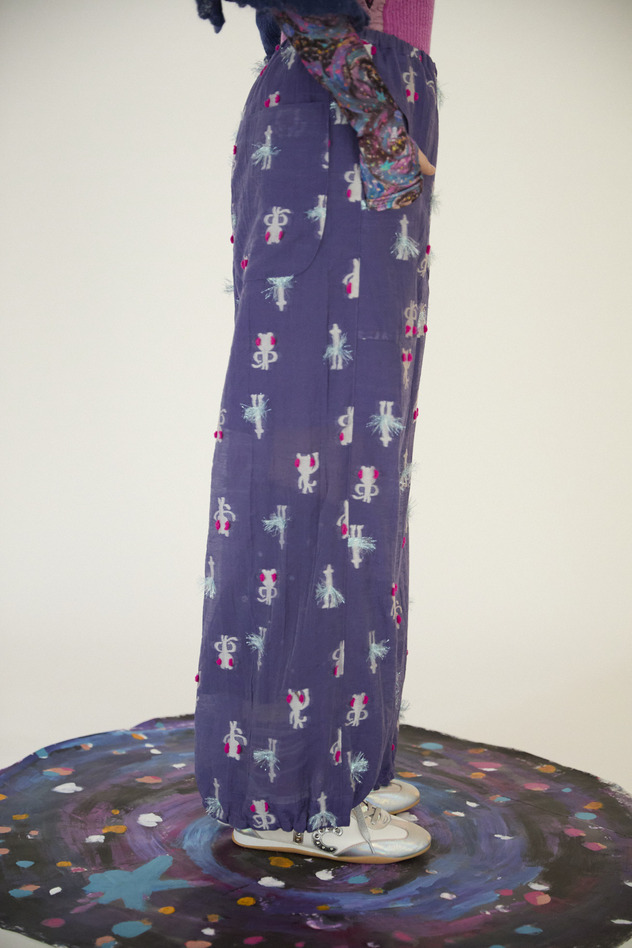 53.Cosmic cat ＆ swan JQ Pants 詳細画像 cream 9