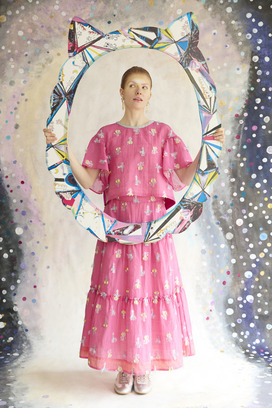 54.Cosmic cat ＆ swan JQ Skirt 詳細画像