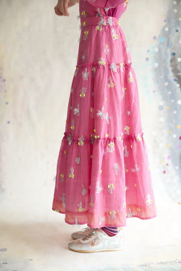 54.Cosmic cat ＆ swan JQ Skirt 詳細画像 cream 2