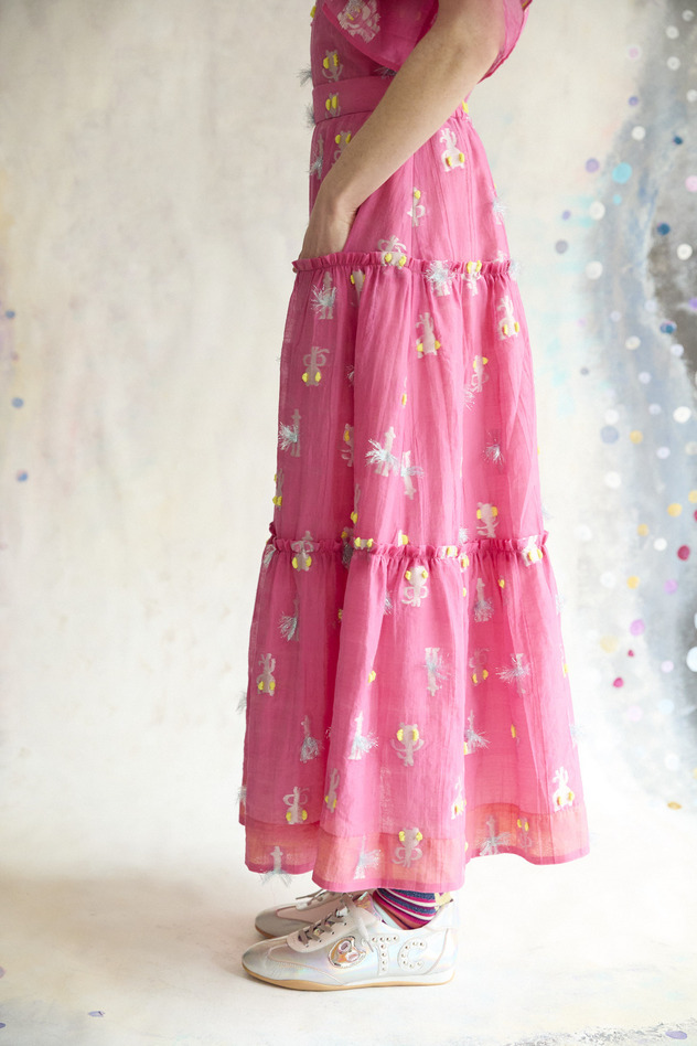 54.Cosmic cat ＆ swan JQ Skirt 詳細画像 cream 3