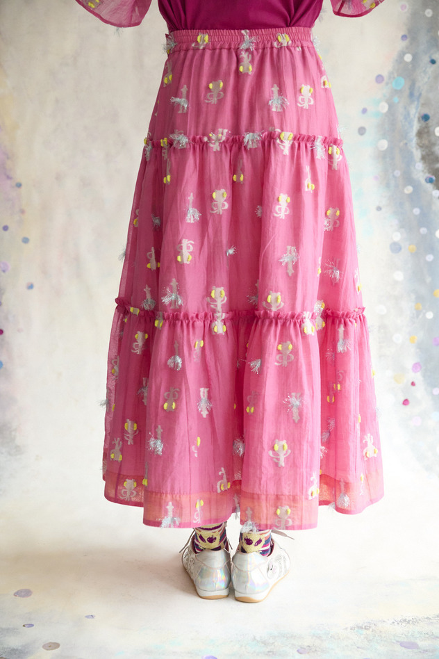 54.Cosmic cat ＆ swan JQ Skirt 詳細画像 cream 4