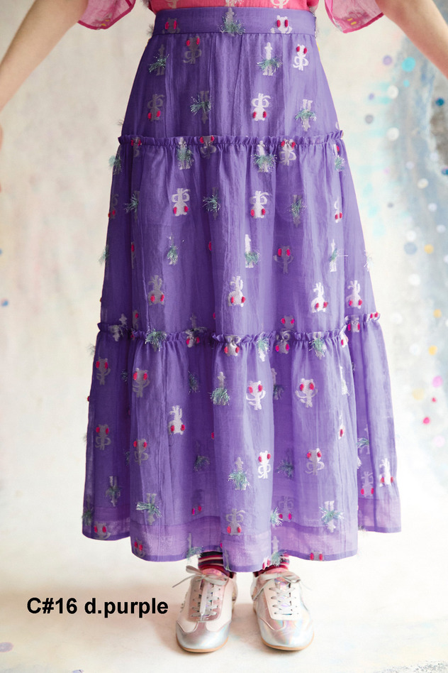 54.Cosmic cat ＆ swan JQ Skirt 詳細画像 dark purple 1