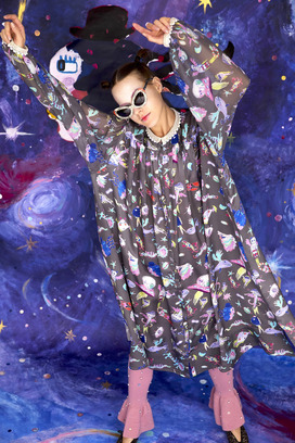 123.Space Walk Silk Dress 詳細画像