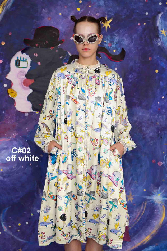 123.Space Walk Silk Dress 詳細画像 cream 1