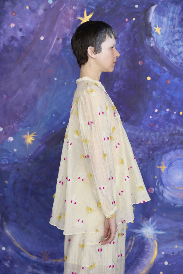 52.Cosmic cat ＆ swan JQ Blouse 詳細画像 cream 4