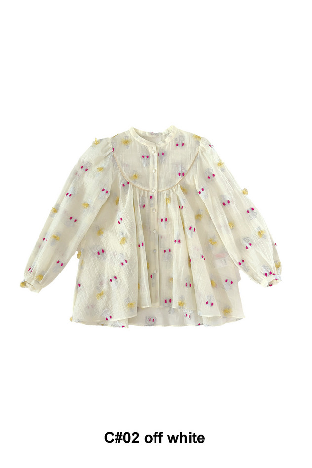 52.Cosmic cat ＆ swan JQ Blouse 詳細画像 cream 5