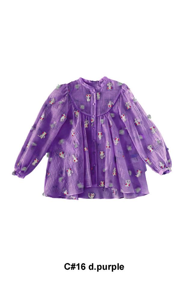 52.Cosmic cat ＆ swan JQ Blouse 詳細画像 cream 6