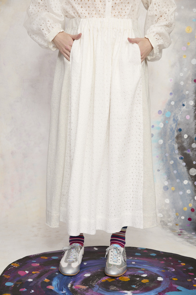 15.Lame urake & lace Skirt 詳細画像 off white 2