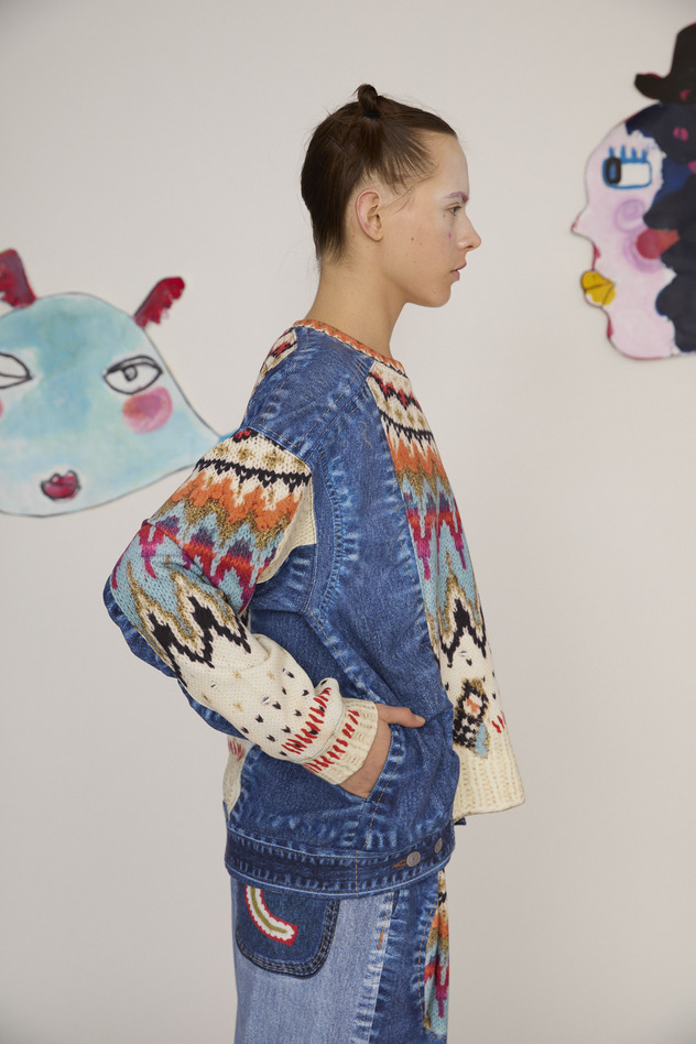 69.Trompe l'oeil Denim Tops 詳細画像 blue 11