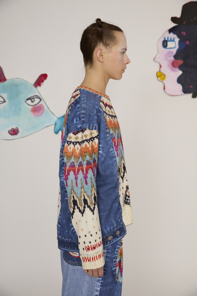 69.Trompe l'oeil Denim Tops 詳細画像 blue 9