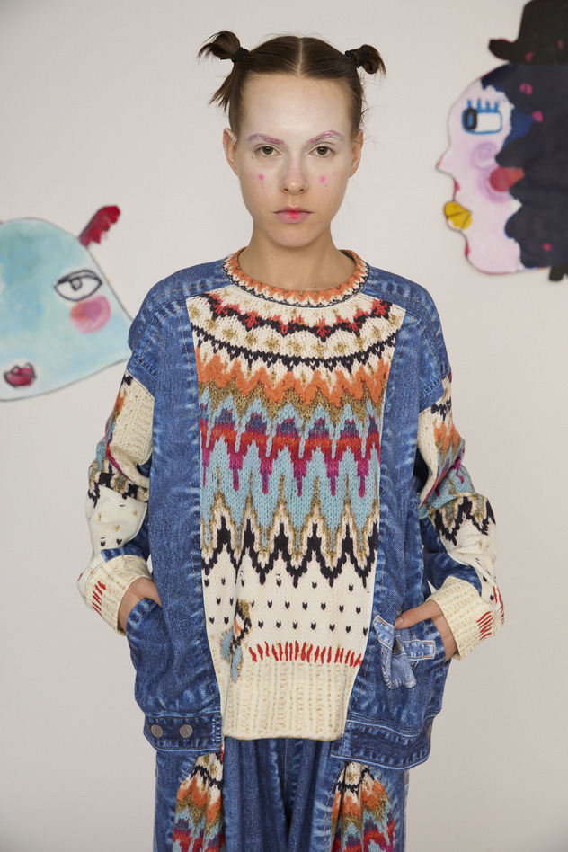 Trompe l'oeil Denim Tops 詳細画像 blue 1