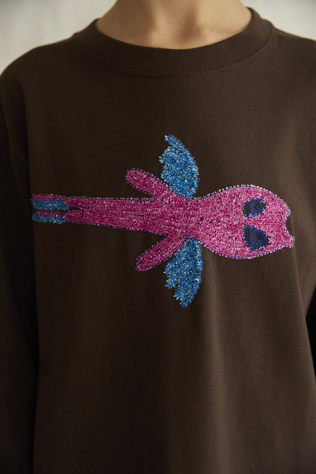 71.Kirakira Alien Embroidery Jersey Long-T 詳細画像 off white 6