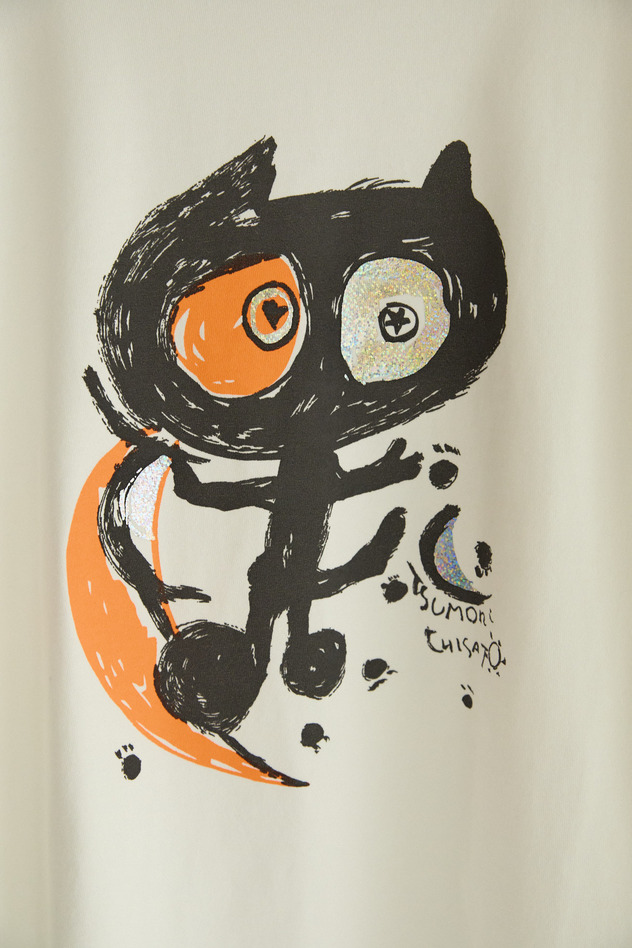 19.Cat on the moon long T-shirt 詳細画像 off white&times;black 2