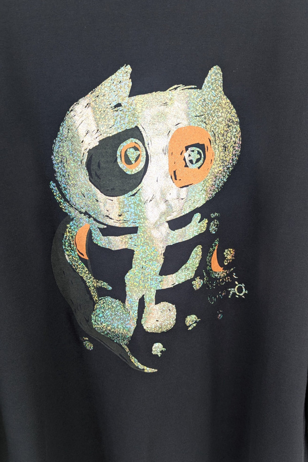 Cat on the moon long T-shirt 詳細画像 off white&times;black 5