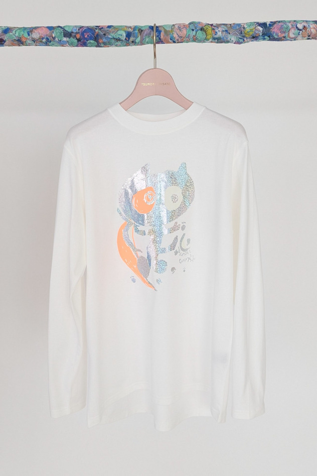 Cat on the moon long T-shirt 詳細画像 off white&times;black 7