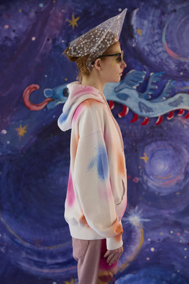 73.Kiraneko spray dye urake Hoodie 詳細画像