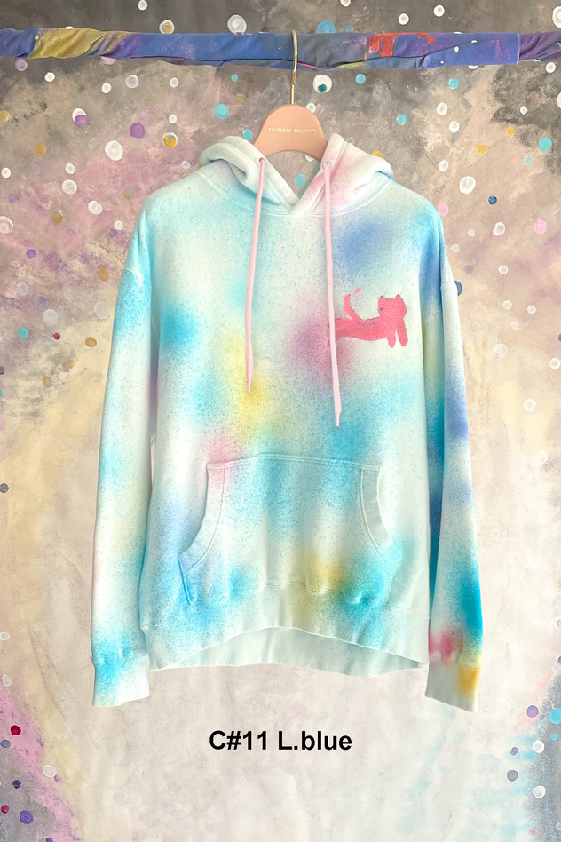 73.Kiraneko spray dye urake Hoodie 詳細画像 light blue 1