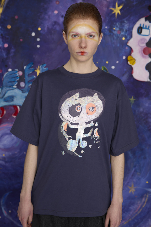 18.Cat on the moon T-shirt 詳細画像 off white&times;black 2