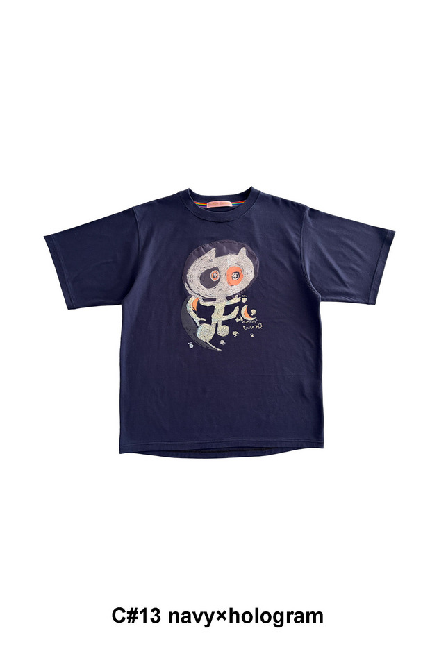 18.Cat on the moon T-shirt 詳細画像 navy&times;hologram 1