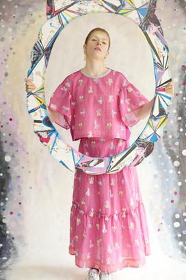 55.Cosmic Cat & Swan jersey Tops 詳細画像