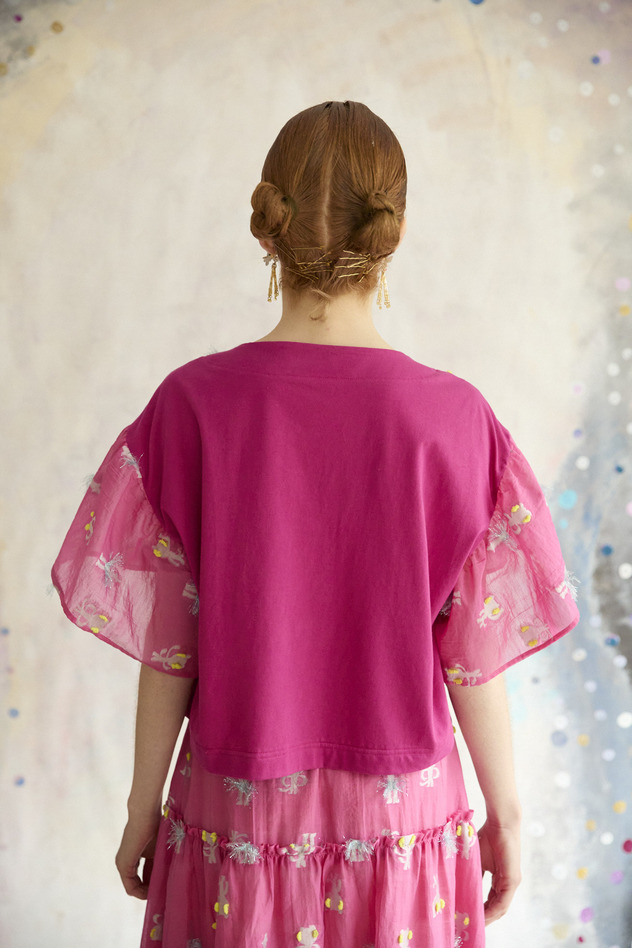 55.Cosmic Cat & Swan jersey Tops 詳細画像 cream 5