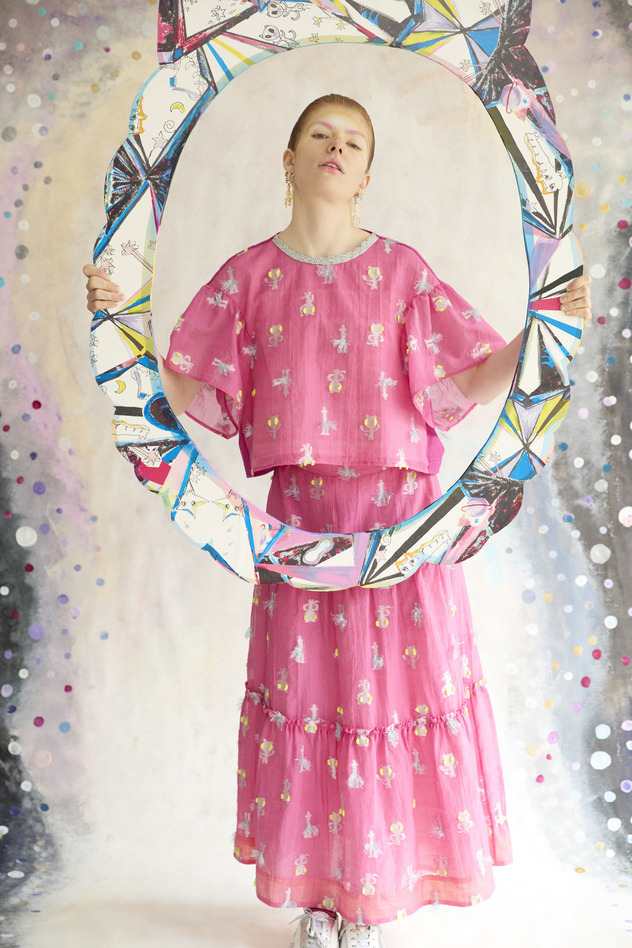 55.Cosmic Cat & Swan jersey Tops 詳細画像 cream 7