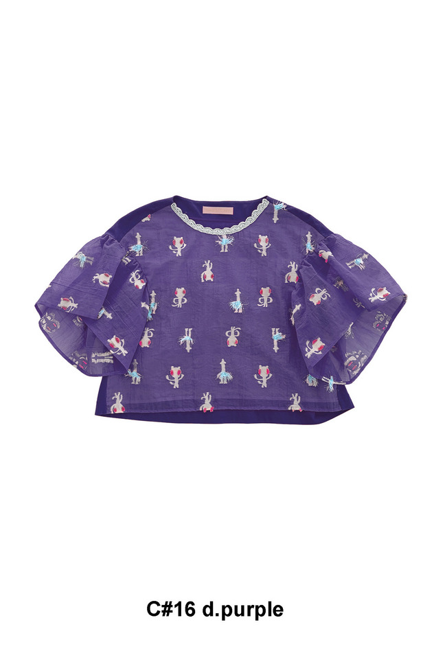 55.Cosmic Cat & Swan jersey Tops 詳細画像 dark purple 1