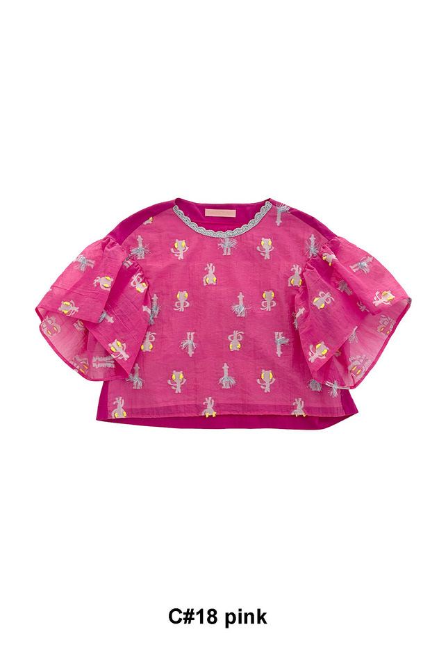 55.Cosmic Cat & Swan jersey Tops 詳細画像 pink 1