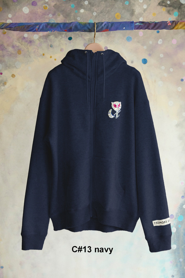 64.Space cat patch urake Hoodie 詳細画像 navy 1
