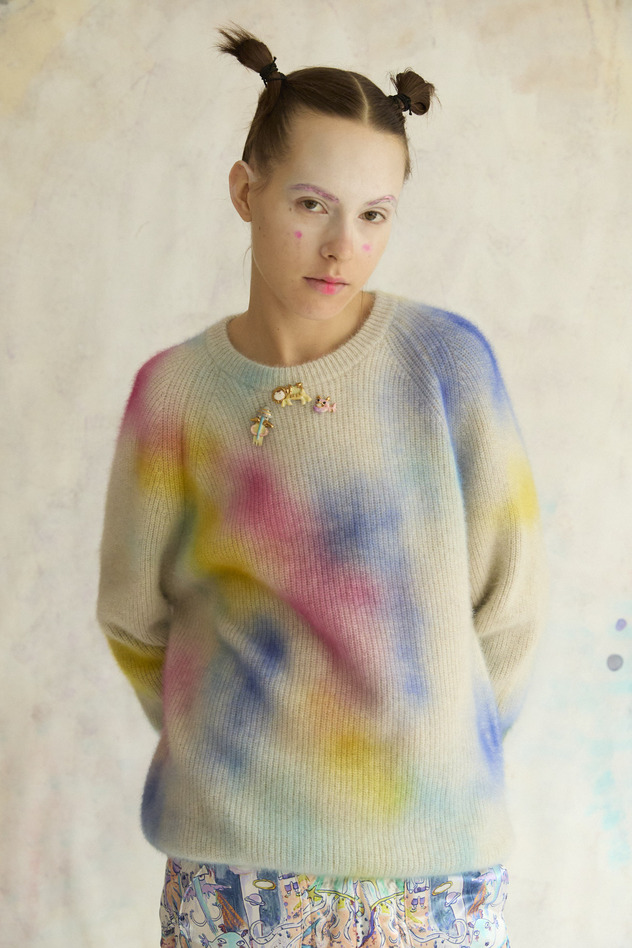 116.Blue Fox spray dye Sweater 詳細画像 multi 4