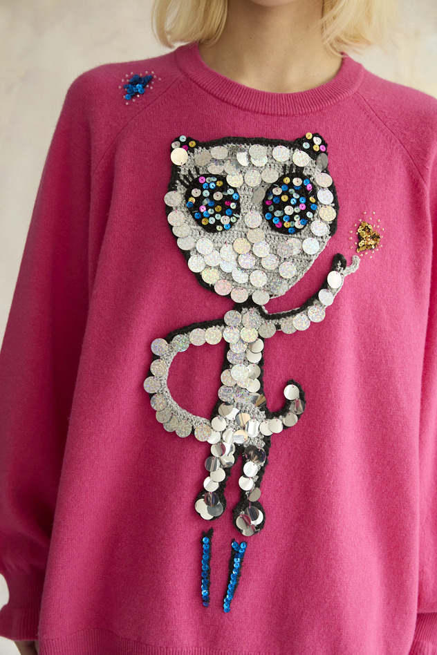 83.Alien Cat Knit Tops 詳細画像 navy 2