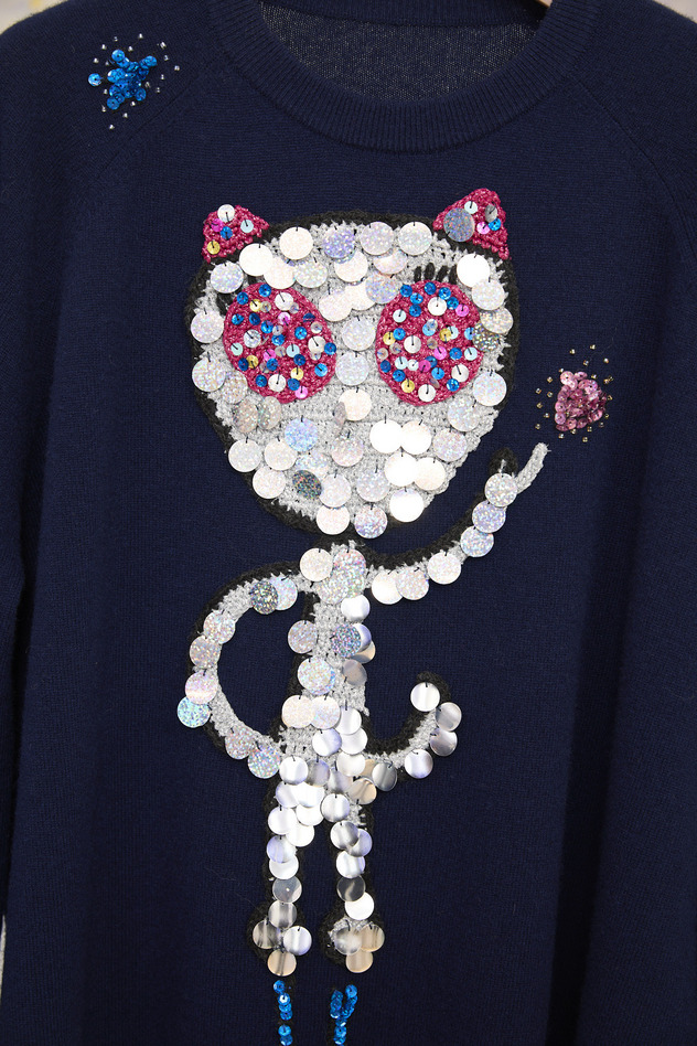 83.Alien Cat Knit Tops 詳細画像 navy 5