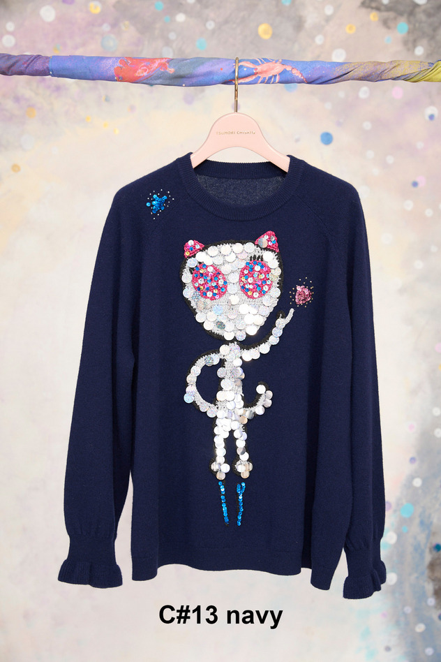 83.Alien Cat Knit Tops 詳細画像 navy 1