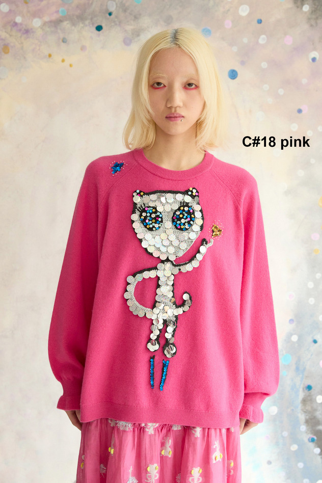 83.Alien Cat Knit Tops 詳細画像 pink 1