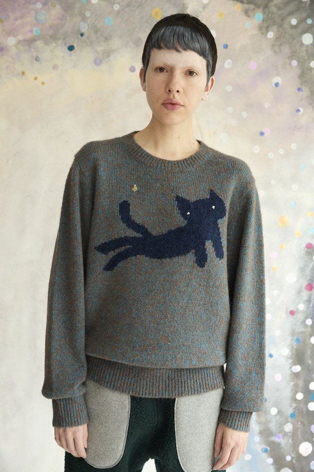 91.Cat Knit Tops 詳細画像 light blue 2